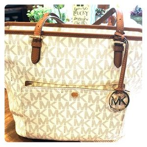 MICHEAL KORS Signature Jet Set Large Top ZIP tote